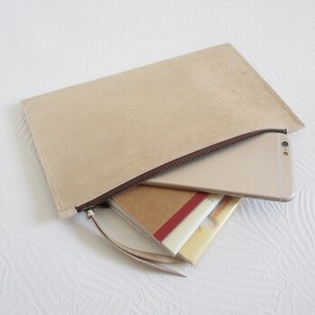 SALE開始～   A６対応・フラットマルチケース《ピッグスキン》ライトベージュ・0296