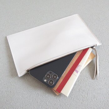 SALE開始～  A６対応・フラットマルチケース《ゴートスキン》パールホワイト・ソフトシュリンク・0327