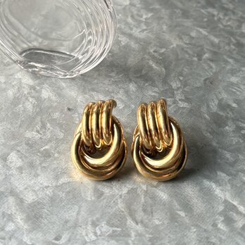 P733-ヴィンテージピアス U.S.A. 1980's Gold Tone Cluster Tube