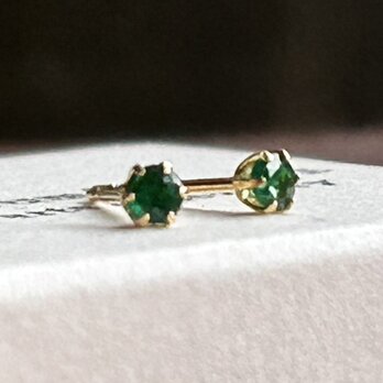 K18 Gold+Emerald 天然エメラルド 2ｍｍ スタッドピアス　（両耳分）