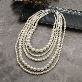 CE-N-15 【CERCA】ヴィンテージパールの5連ネックレス