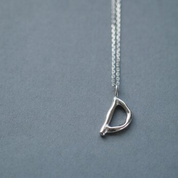 D) 手書き風 イニシャル アルファベット ネックレス シルバー925 メンズ ユニセックス