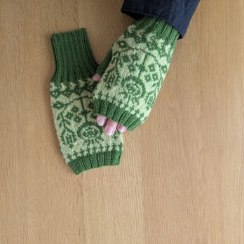 ボタニカルのハンドウォーマー /スチナッチグリーン xライムイエロー