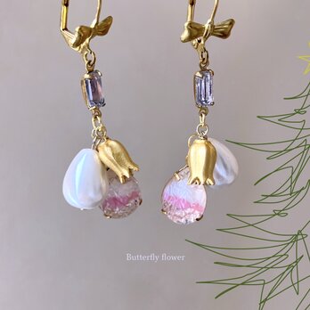 Happy Holidays：チューリップとヴィンテージガラスとシェルパール