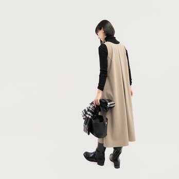 ●２日間限定送料無料●年間通して一枚で 前後2WAY 上質 ジャンスカワンピース ベージュ ●CORALIE-JNOP●