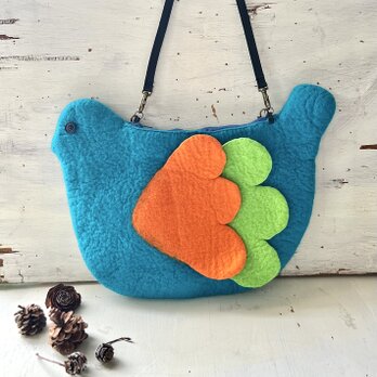 カラフルな動物ポーチ（鳥✖️ブルー）