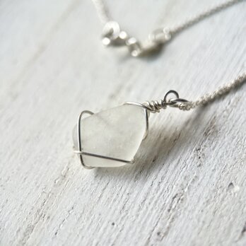 《Silver925》純粋な気持ちになれるホワイトシーグラスのネックレス 45cm