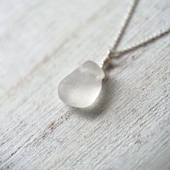 《Silver925》小さなホワイトシーグラスビーズのネックレス 45cm