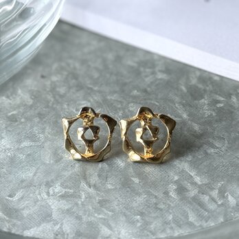 PA385-【 AVON 】エイボン・ヴィンテージピアス 1970〜80s Gold Tone Open Rose