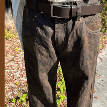 紳士用 製品染め熟成柿渋染めパンツ25057