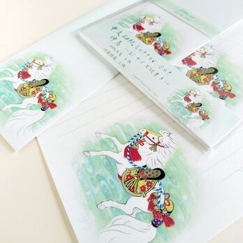 2026午年 和紙レターセット～神馬～ ちょっと大きめ、Ｂ5サイズ縦書き