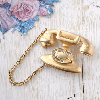 《J.J.》 gold rotary telephone ジェイジェイ JJ ジョネットジュエリー ヴィンテージブローチ