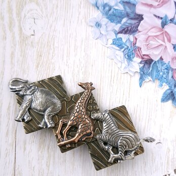 elephant giraffe zebra animal ヴィンテージブローチ
