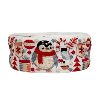 インド刺繍リボン50cm切り売り クリスマスのペンギン 5cm幅 冬 HC R-0793