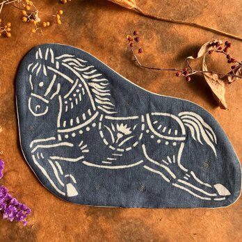 干支ティーマット  午　藍錠染め