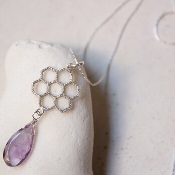 アメジストの六角ネックレス　silver925/azur
