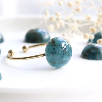 深い青みグリーンのアパタイト一粒フリーリング｜天然石リング｜ゴールド/シルバー｜秋冬も夏も--Teal Green--