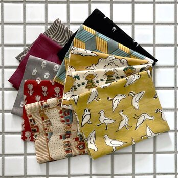 インド ブロックプリント生地 ミニカットクロス10枚セットBagru vol.43 ファブリック はぎれ 果物 IF0410