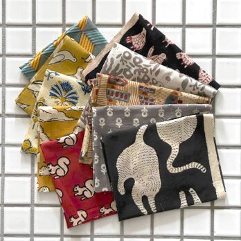 インド ブロックプリント生地 ミニカットクロス10枚セットBagru vol.59 ファブリック はぎれ 果物 IF0410