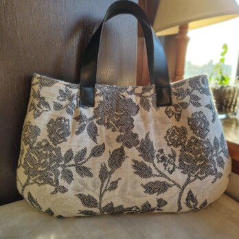 ジャガード*タックトートバッグ*モノトーン*A