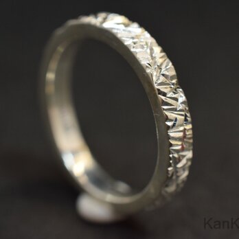 SVリング｜乱彫り｜平打ち・幅(約)3.0㎜