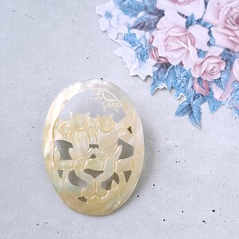 mother of pearl cutwork cat ヴィンテージブローチ