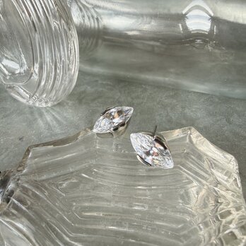 PA450-【 AVON 】エイボン・ヴィンテージピアス 2003 Silver Tone CZ Marquise