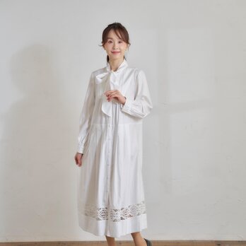 裾オリジナルトーションレースボータイワンピース　　ホワイト　Atelier Ai　11号
