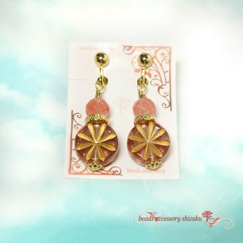 ほの紅のひかりイヤリング＊チェリークォーツ