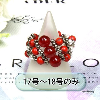 （新作）天然石とスワロパールのデザインリング（天然石/スワロパール ビーズリング）《ビーズアクセサリー》