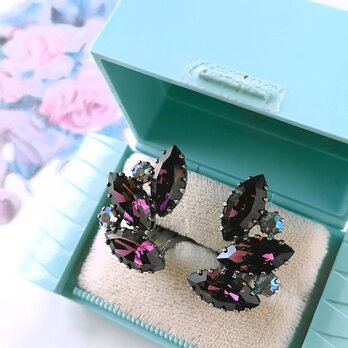 purple marquis aurora rhinestone ヴィンテージイヤリング