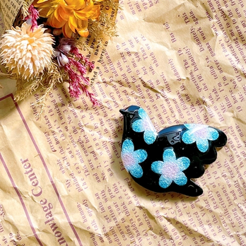 【2色ぼかし】夜鳥（よどり）の夢•七宝焼帯留め（ブローチ金具に変更可）