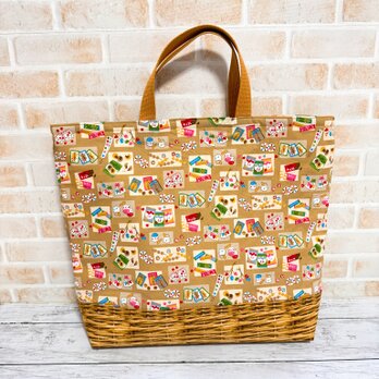 大きいレッスンバッグ(裏キルト)　【和柄・駄菓子】