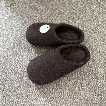 羊毛フェルトルームシューズ  M ダークブラウン