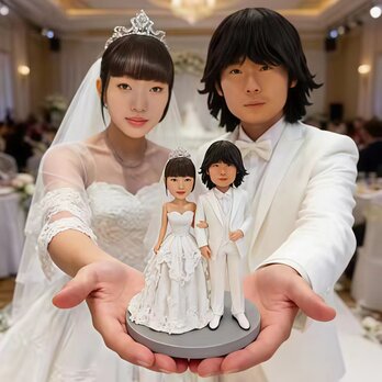 結婚祝い 結婚記念日 結婚式 新郎新婦 オーダーメイド 似顔絵 人形 プチギフト 写真から カップル そっくり　フィギュア