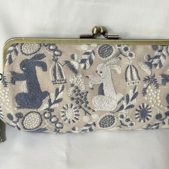 点と線模様　ウサギ　シンプル　親子がま口長財布　　