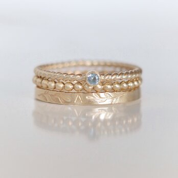 3点セット《選べる誕生石&イニシャル,ナンバー(5文字まで)&ボール》リング 14kgf ピンキーリング対応 ガーネット