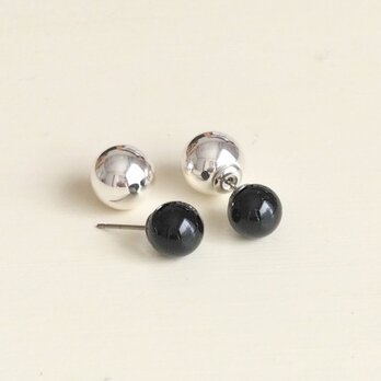 オニキス×シルバーボールピアス