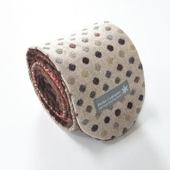 マフラー 細 尾州ウール×ジャガードボア パッチ 暖色系 約140cm ①