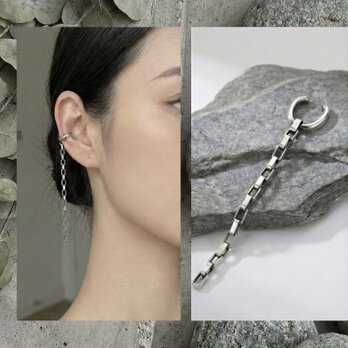 凛とした直線美。スクエアチェーンのロングイヤーカフ（Silver925）