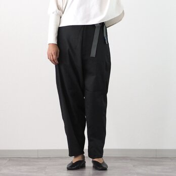 オールシーズン◎/ラップ風テーパードパンツ《ブラック》3丈から選べます。