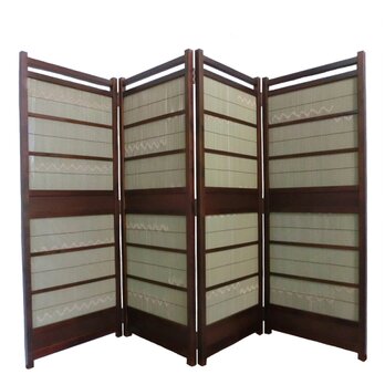竹皮 簾屏風 4連 ついたて 折り畳み 衝立 パーテーション インテリア ②
