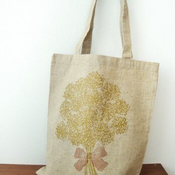 【再販】シロツメ草の花束リネンバックの画像