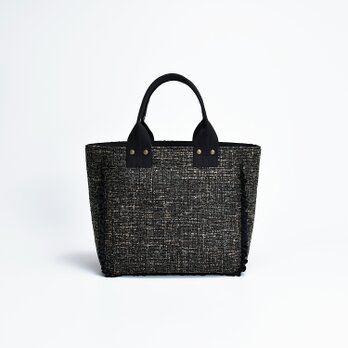 【受注製作】ツイード風フリルトート（ブラック系）