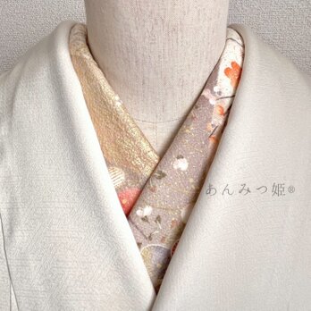 正絹の半衿 金彩ベージュ