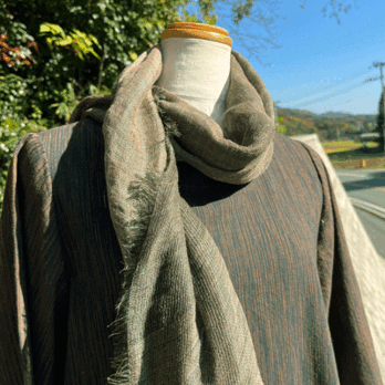 柿渋染め三重織ストールK25095