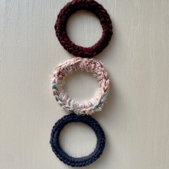 眠っていた毛糸から生まれた ヘアゴム 3個セット③