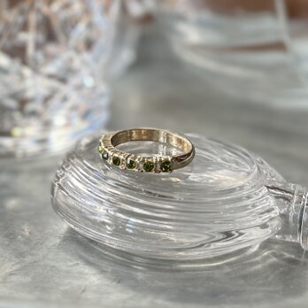 R410-ヴィンテージリング U.S.A. 1970〜80's  Muscat Green Rhinestones