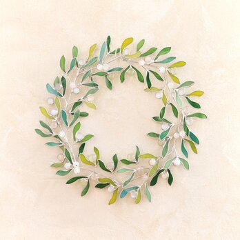 12月・ヤドリギ ＜12ヶ月のリース＞ ✣《 ステンドグラス 》