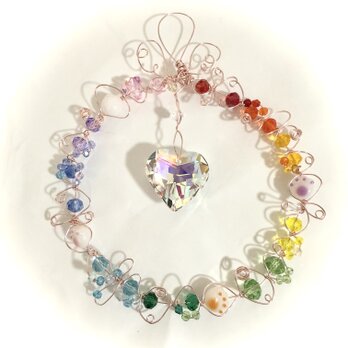 ソラトツナグサンキャッチャー　虹の麓　ハート